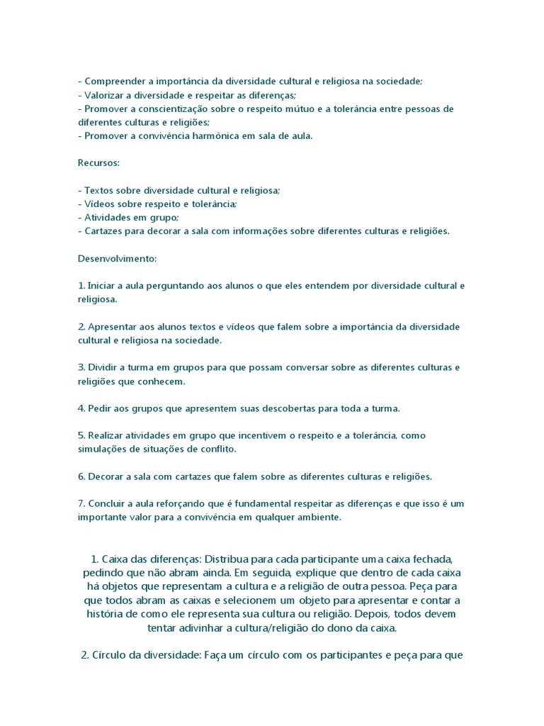 Compreender A Importância Da Diversidade Cultural e Religiosa Na ...
