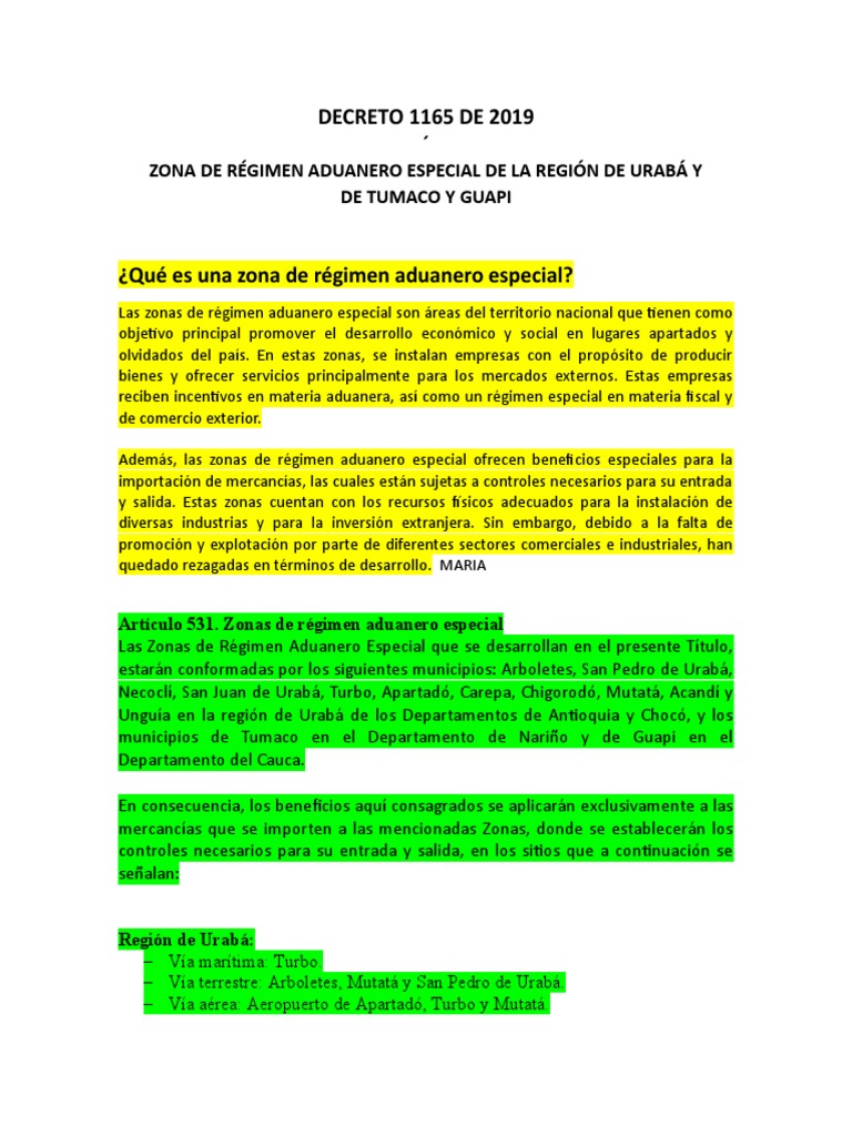 Zona de Régimen Aduanero Especial | PDF | aduana | Economias