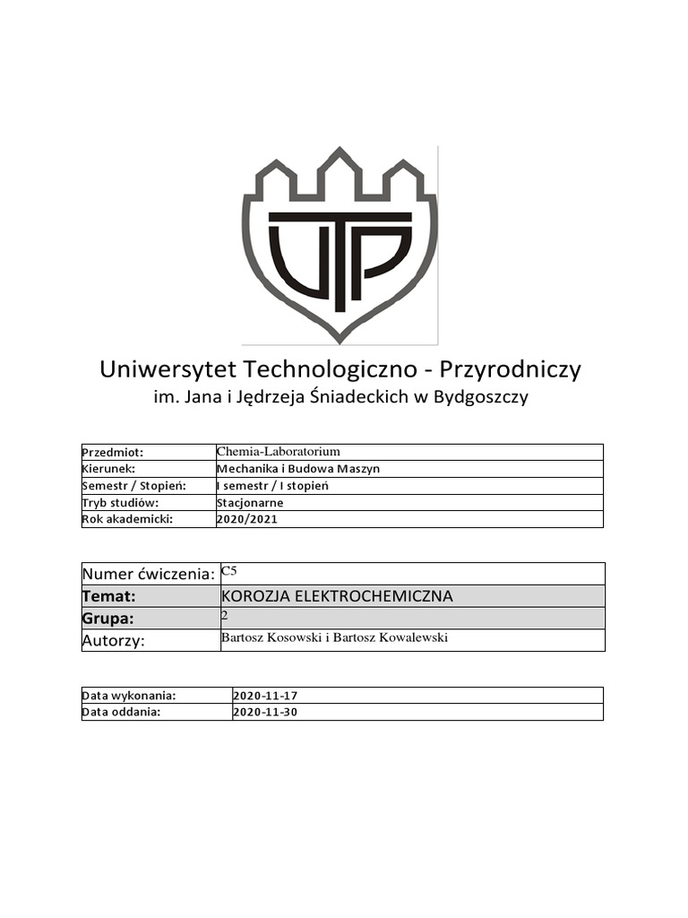 Tabela Wartościowości Chemia Sprawozdanie Chemia Ćw C5 | PDF
