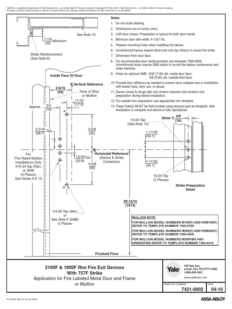 2100F757F Rim Exit Devices, MD Fire Exit Doors Template PDF Door Architectural Design