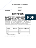 Certificado de Transitabilidad Bombon