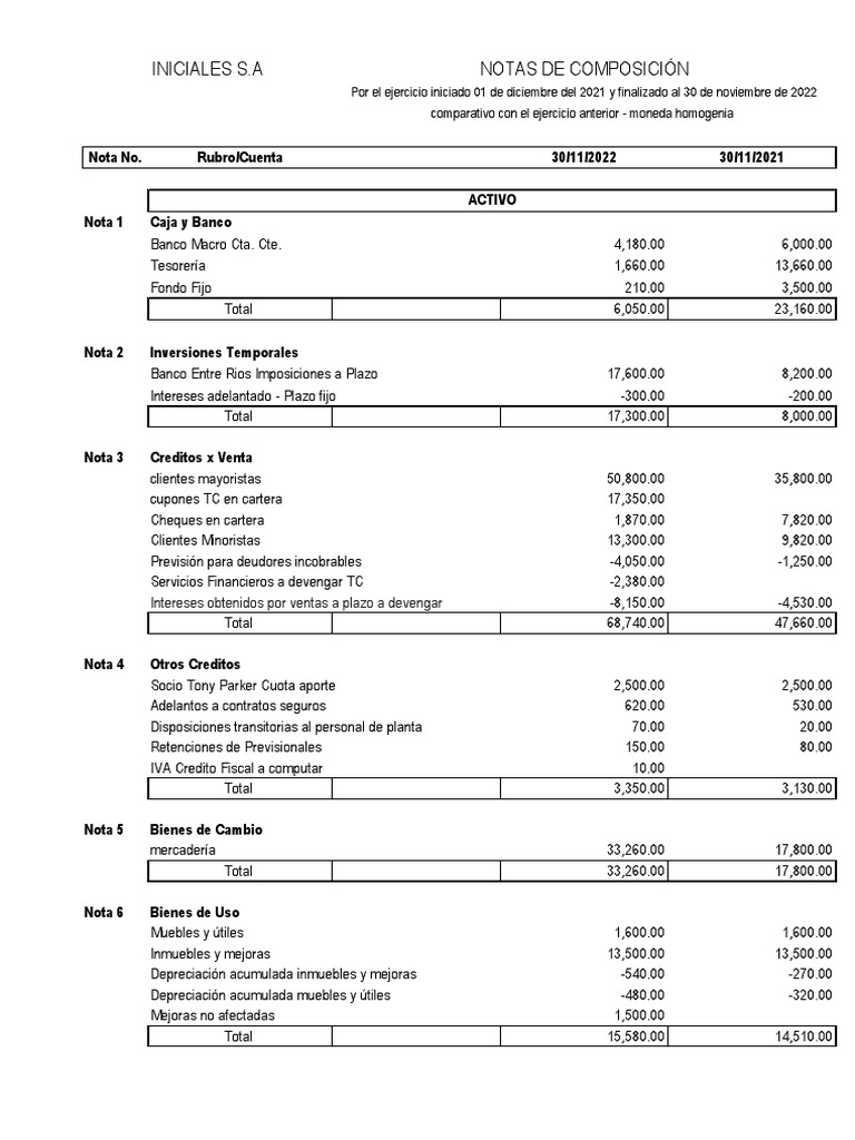 Iniciales SA - Balance Saldos - Solución Definitiva | PDF | Bancos | Deuda