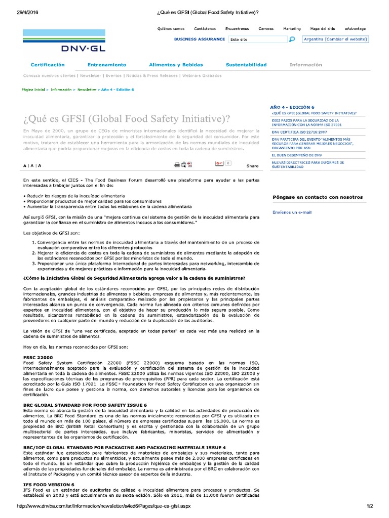 ¿Qué Es GFSI (Global Food Safety Initiative) | PDF