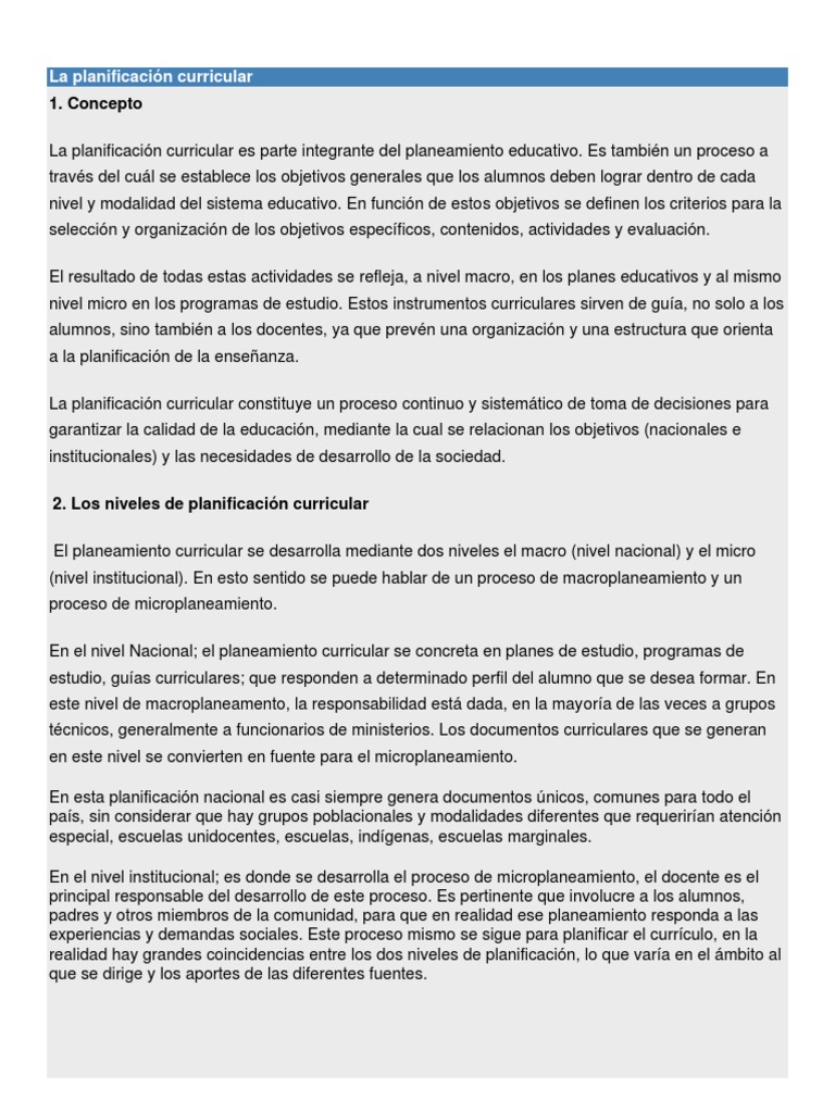Coherencia en la Planificación Curricular | PDF | Evaluación | Plan de ...