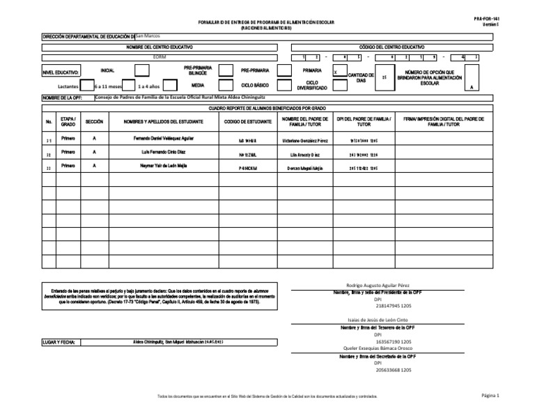 4-Pra-For-141 Entrega de Alimentos Por Medio de Opf-1 | PDF