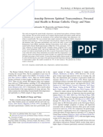 Investigating The Relationship Between Spiritual Transcendence, Personal Religiosity, and Mental Health in Roman Catholic Clergy and Nuns