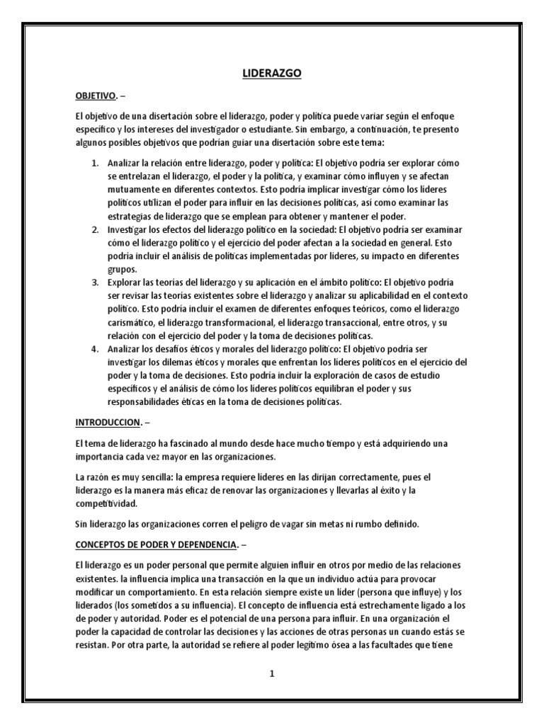 Liderazgo, Poder y Política | PDF | Liderazgo | Comportamiento