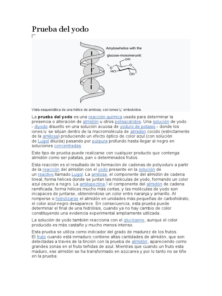 Reacción del yodo con almidón | PDF | Ciencias fisicas | Química