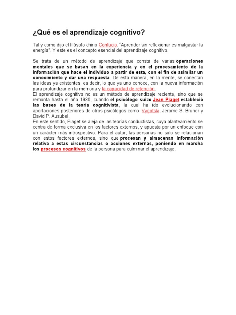 Aprendizaje Cognitivo: Conceptos Clave | PDF | Crecimiento personal y ...