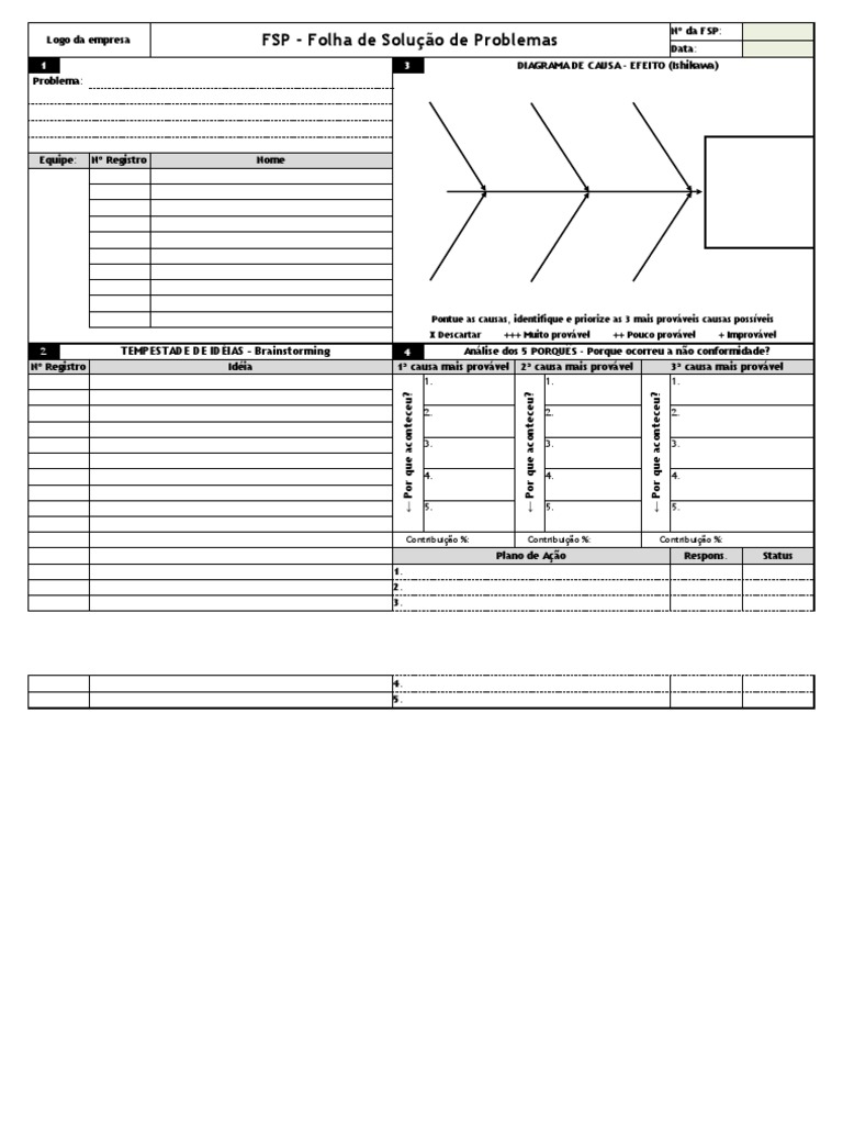 Template - Folha de Solução de Problemas | PDF