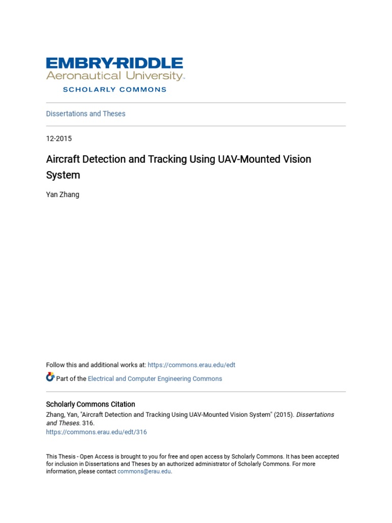 Aircraft Detection and Tracking Using UAV-Mounted Vision System | PDF ...