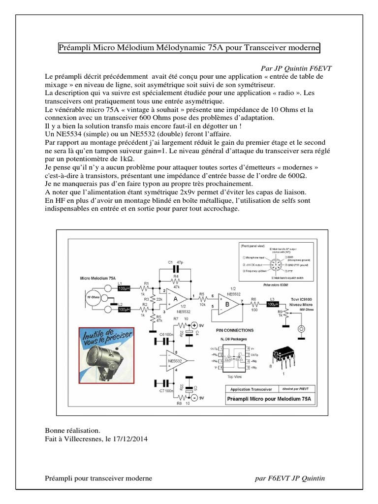 Préampli Micro Mélodium pour Transceiver | PDF | Sciences et ...