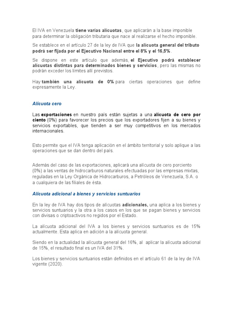 El IVA en Venezuela | PDF | Impuesto al valor agregado | Impuestos