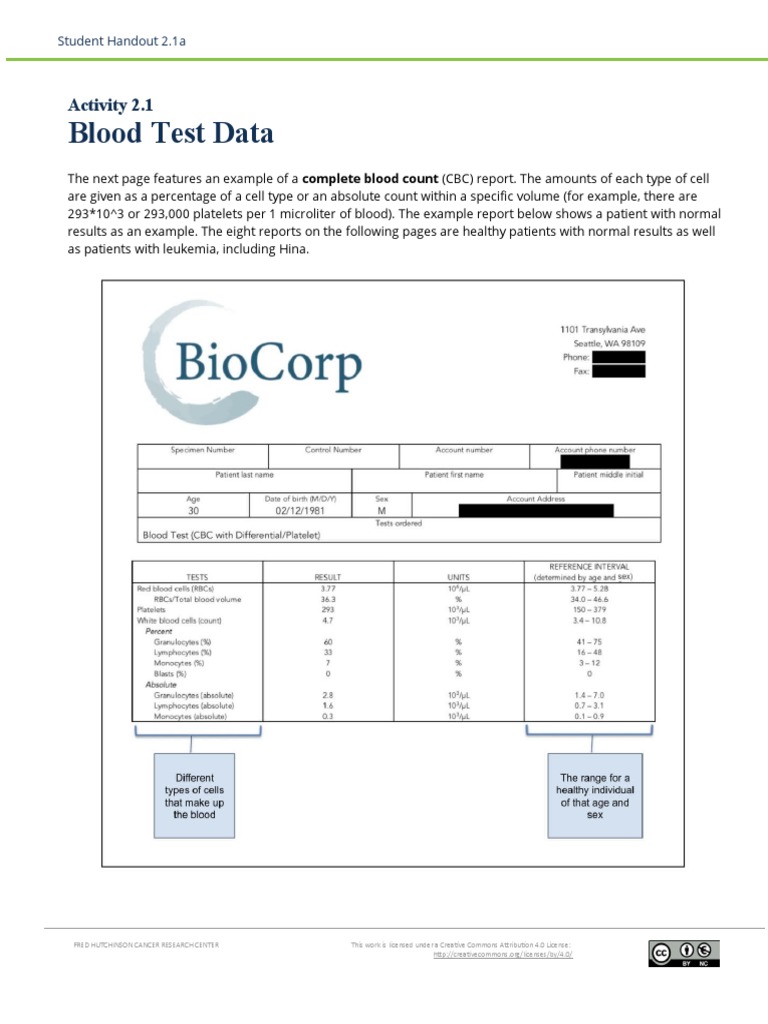 CBC Test Report Examples and Analysis | PDF | Blood Cell | White Blood Cell