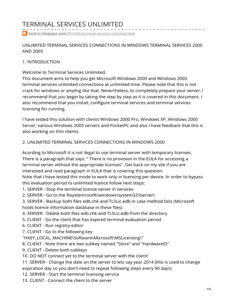 Terminal services unlimited pdf remote desktop services windows