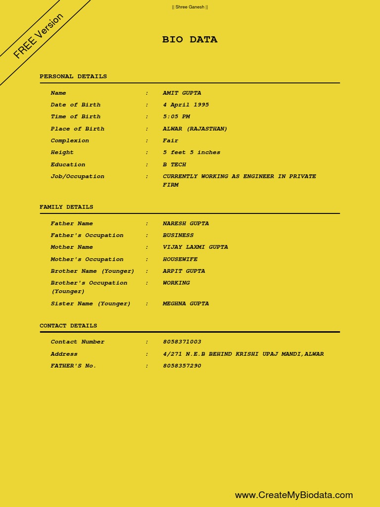 Amit gupta biodata by createmybiodata com pdf