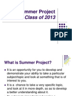 Summer Project: Class of 2013
