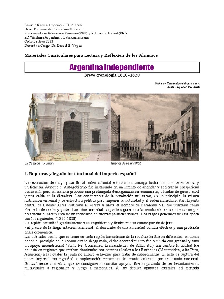 Breve Historia de la Independencia Argentina | PDF | América del Sur ...
