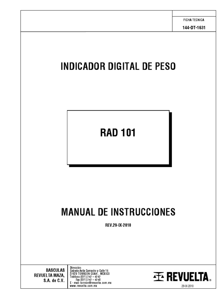 Revuelta RAD 101 | PDF | Balanza | Bienes manufacturados