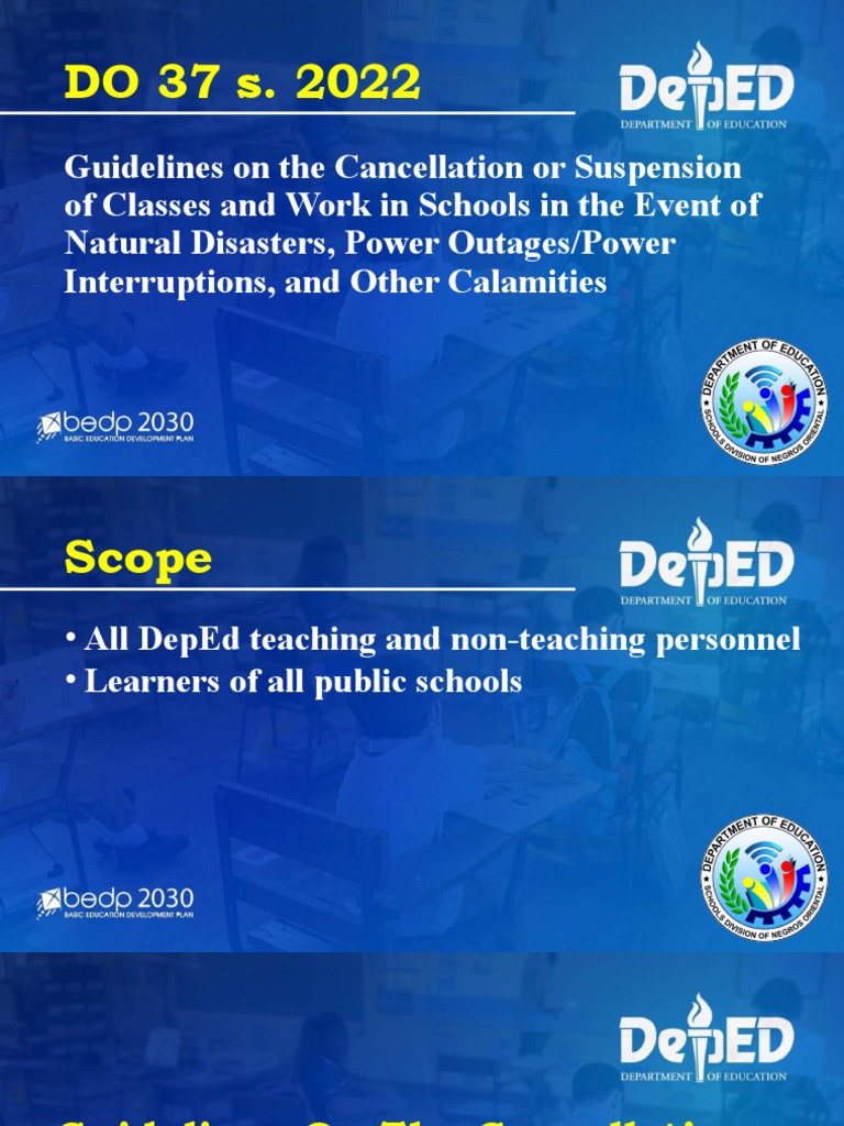 DO 37 S 2022 Guidelines On The Cancellation or Suspension of Classes ...