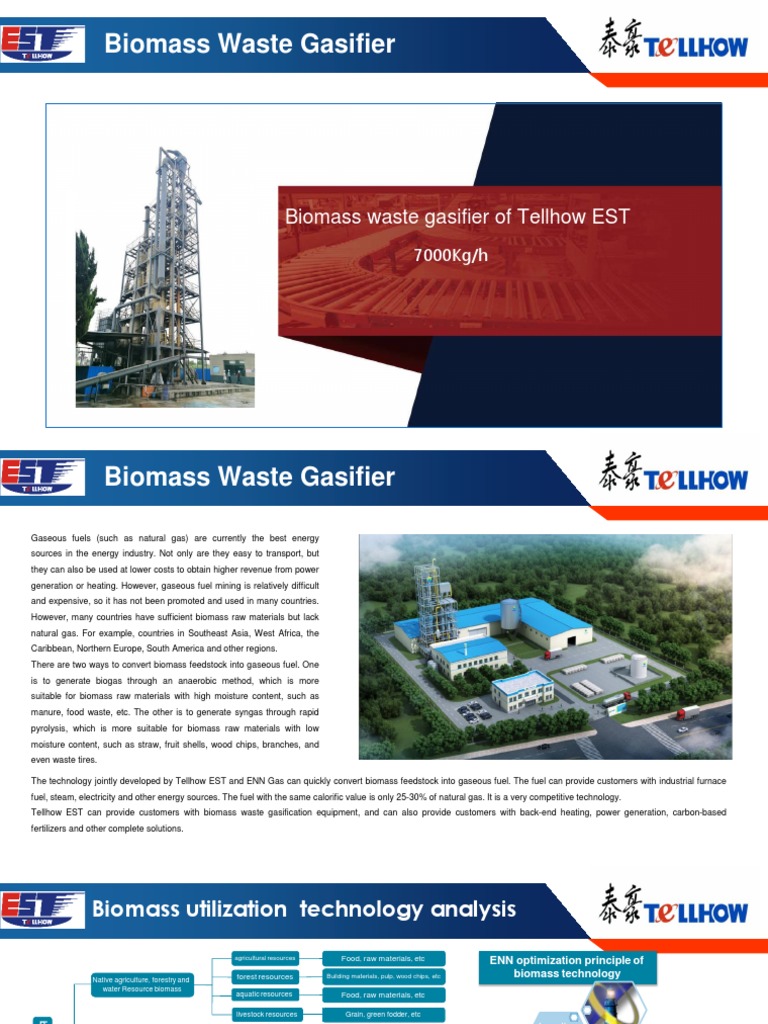 Tellhow Biomass Waste Gasifier Overview | PDF | Gasification | Biomass