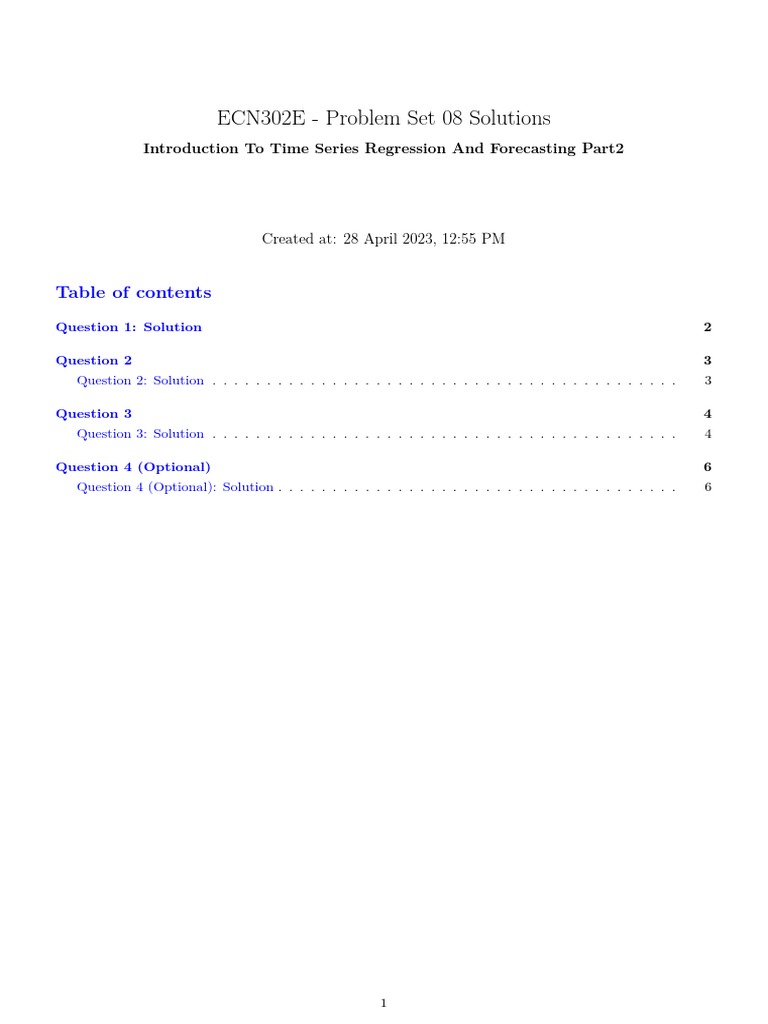 Time Series Regression Solutions | PDF | Statistical Theory | Data Analysis