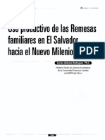 Uso Productivo de Las Remesas Familiares en El Salvador Hacia El Nuevo Milenio
