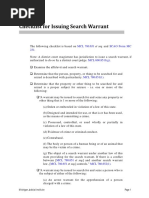 Issuing Search Warrant Checklist