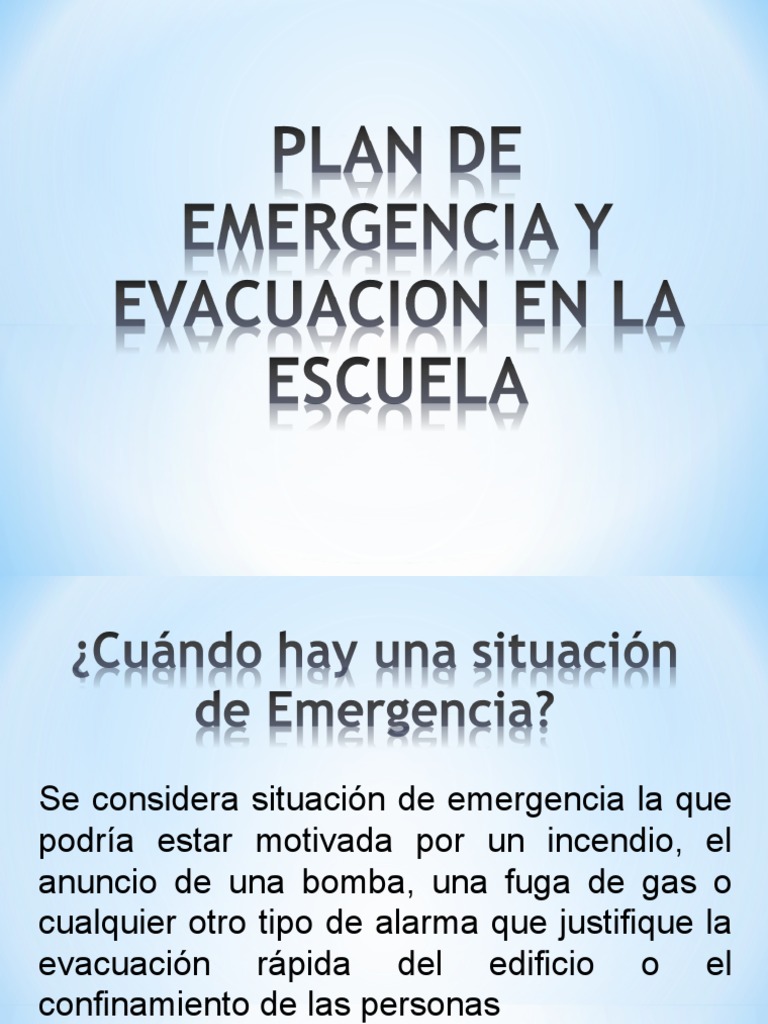 Plan de Emergencia y Evacuación Escolar | PDF | Incendios | Defensa Civil