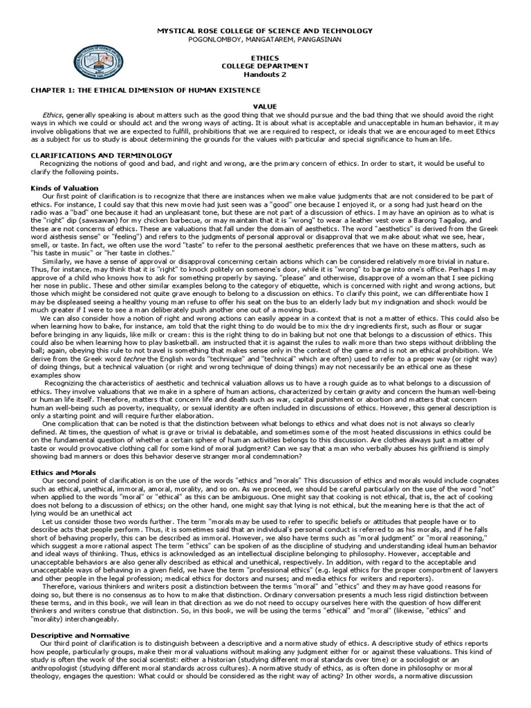 Applied Ethics Questions Examples