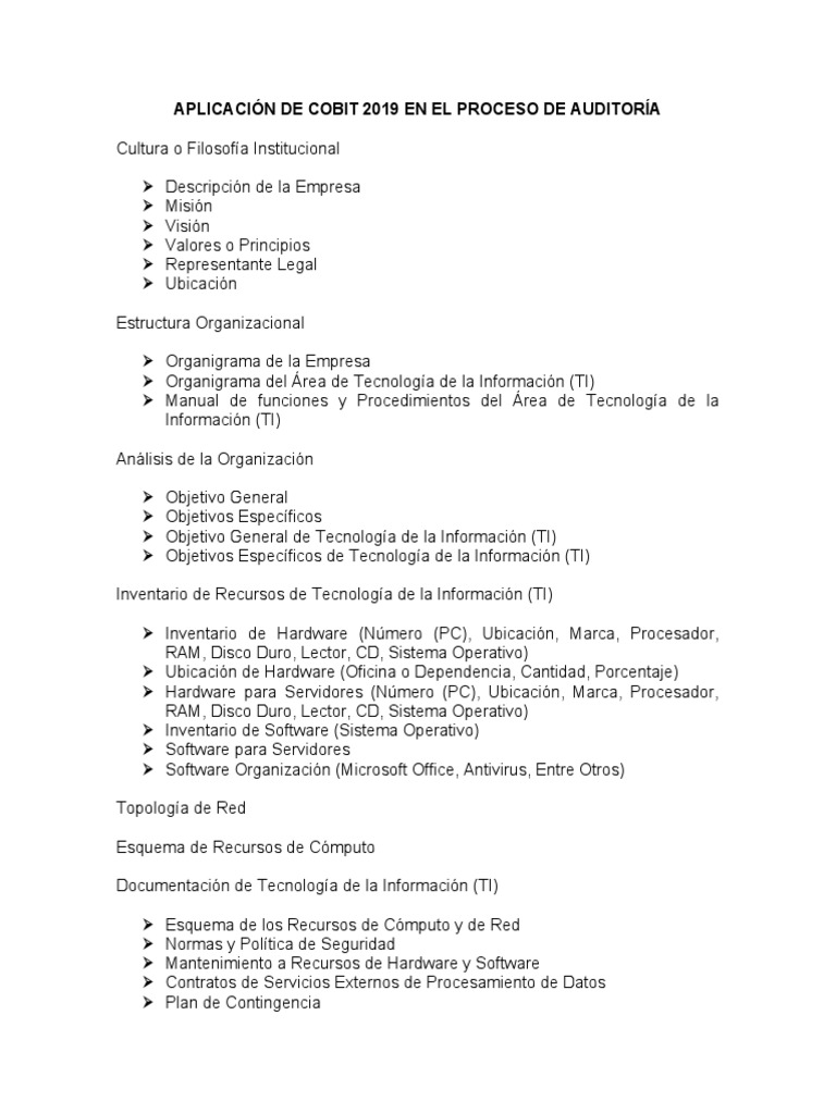 Aplicación de COBIT 2019 en Auditoría TI | PDF