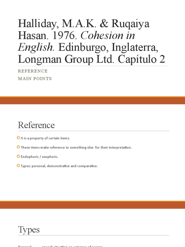 Halliday, M.A.K. Hasan, R. 1976. Cohesion in English CapÃ Tulo 2 PDF