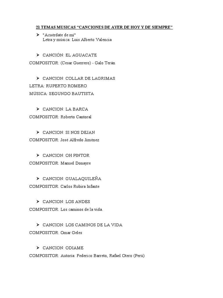 21 Temas Musicas | PDF