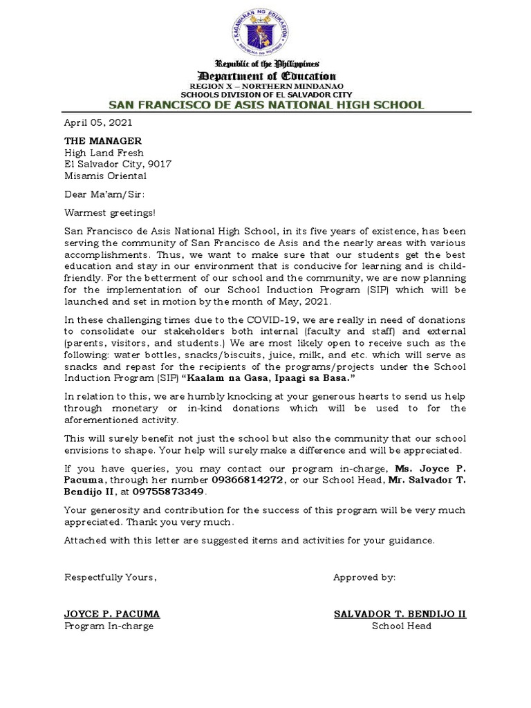 Solicitation for School Induction Program | PDF