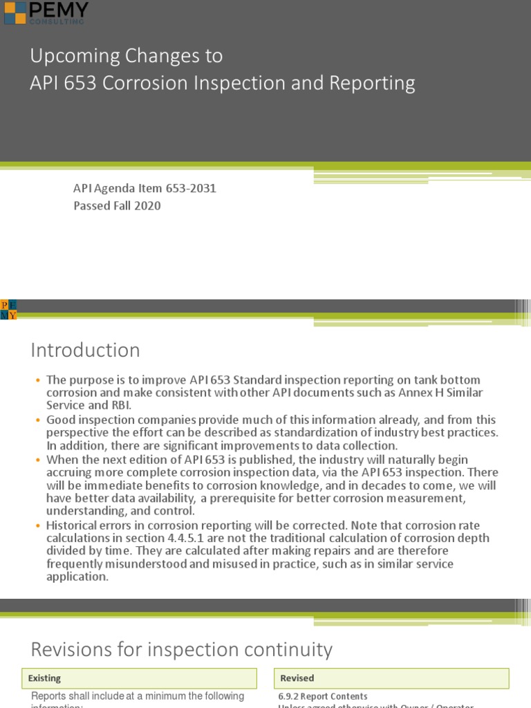 API 653 Updates: Corrosion Reporting Changes | PDF | Corrosion | Data