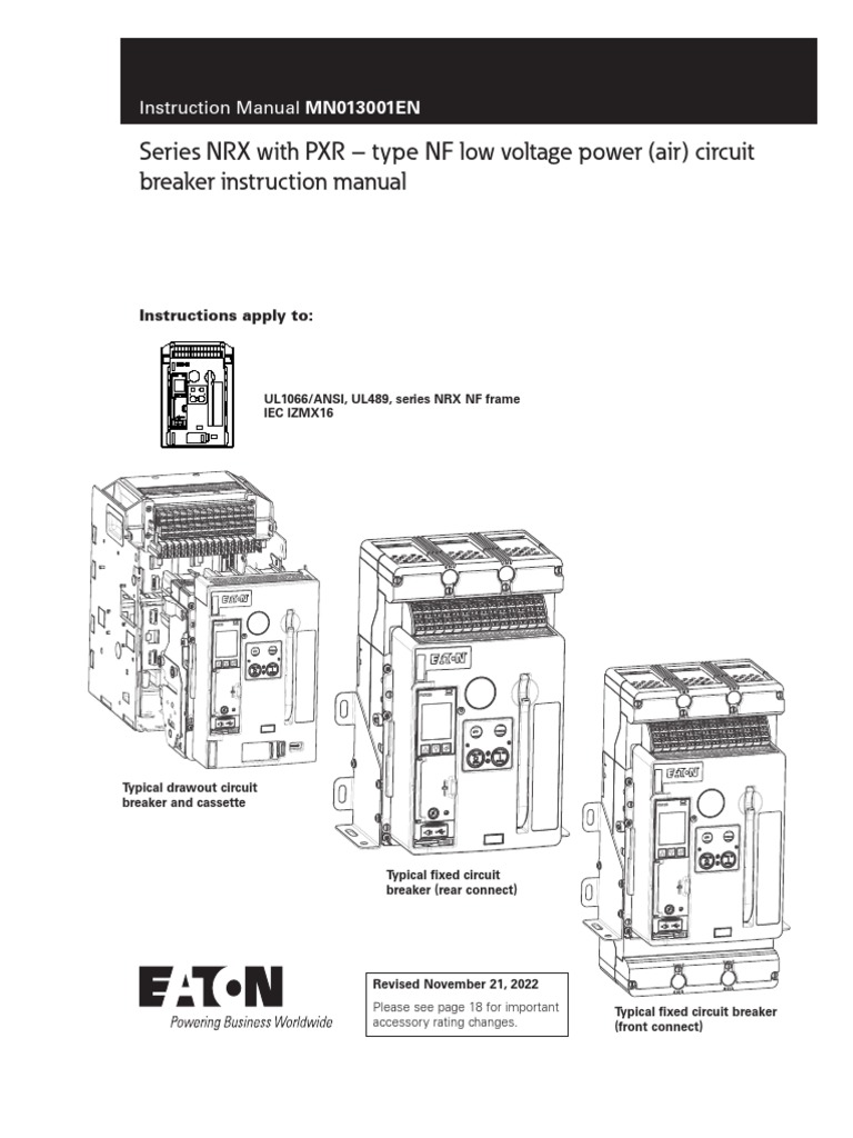 Eaton Series NRX With PXR Izmx16 Type NF Instruction Manual Mn013001en ...