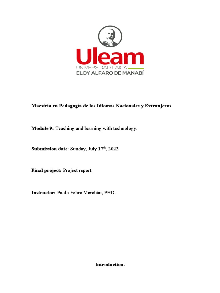 Final Project Teaching and Learning With Technology | PDF | Educational ...