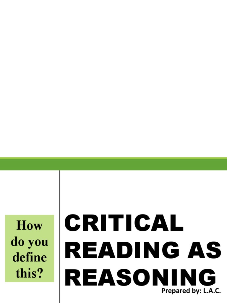Critical Reading As Reasoning PDF