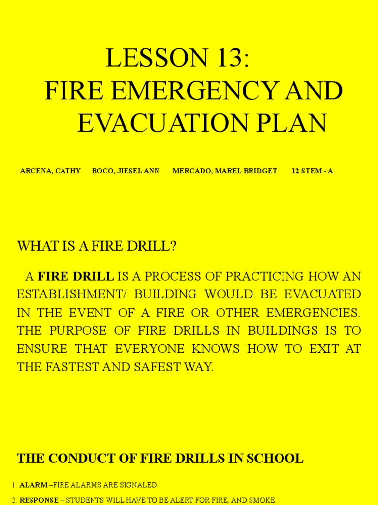 Lesson 13 Fire Emergency and Evacuation Plan | PDF | Emergency ...