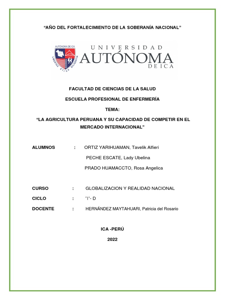 La Agricultura Peruana Pdf Perú Agricultura