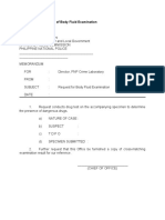 Sample Request Format of Body Fluid Examination