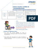 EDA 6 - COMUNICACION 1° 2° - ACTIVIDAD 12 y 13 - Planificamos Nuestra Cartilla de Recomendaciones