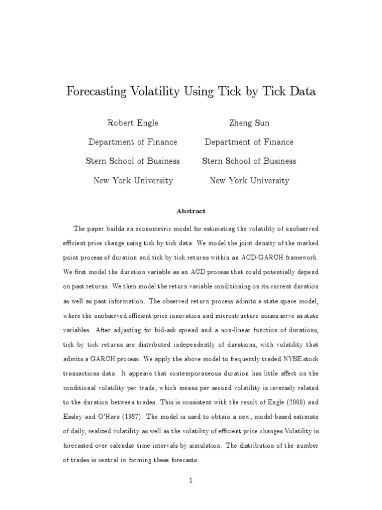 Forecasting Volatility Using Tick by Tick Data PDF