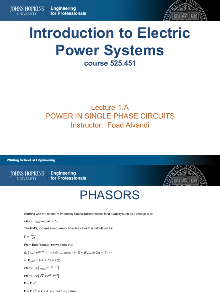 Intro To Electric Power Systems Lecture 1.A PDF Ac Power Electricity
