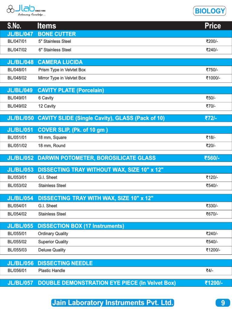 Jlab dealer price list pdf tissue biology human body