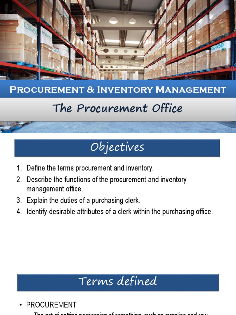 Procurement and Inventory Management Guide | PDF | Inventory | Procurement