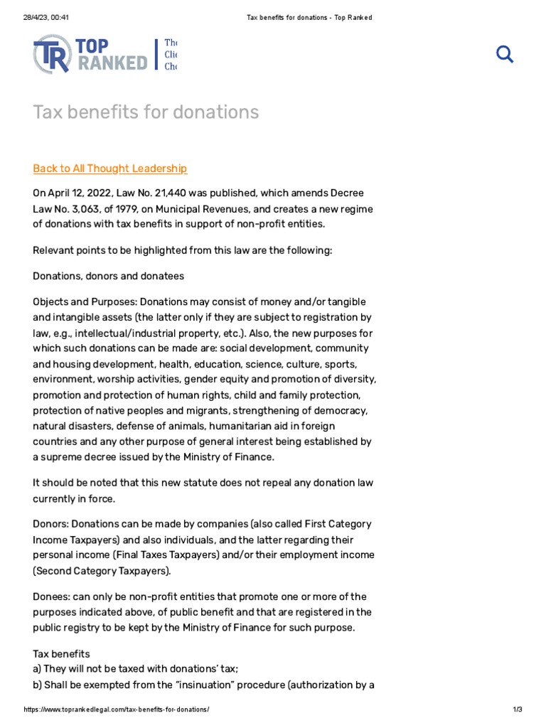 Tax Benefits For Donations Top Ranked PDF Tax Deduction Taxes
