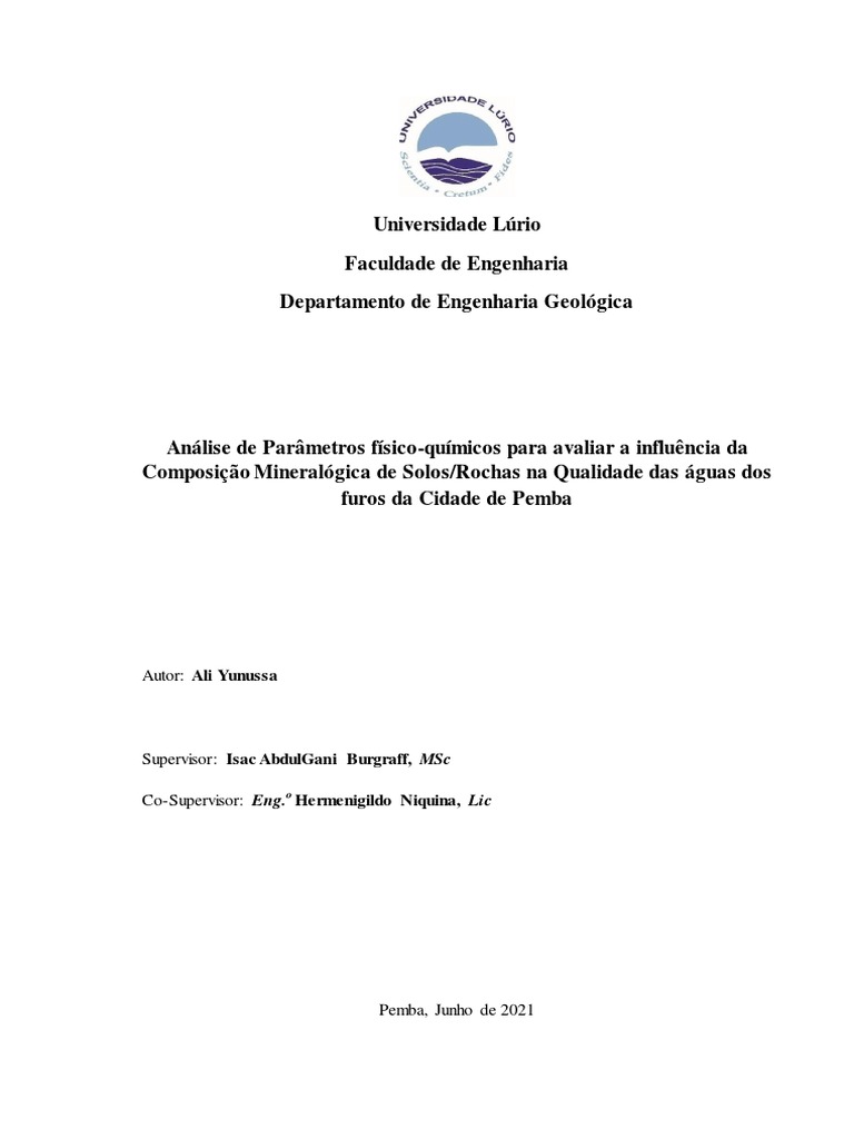 TCC - Ali Yunussa - Pemba - Final | PDF | Minerais | Aquífero