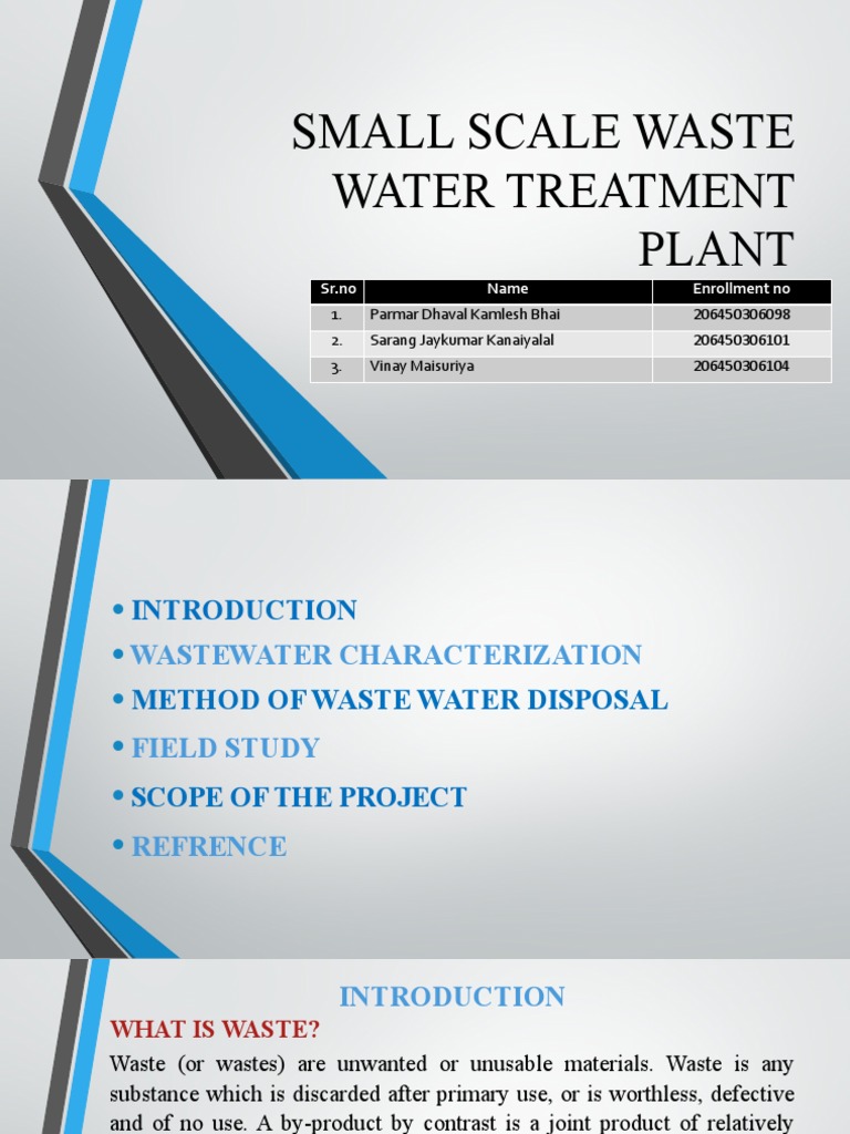 SMALL SCALE WASTE WATER TREATMENT PLANT Report | PDF
