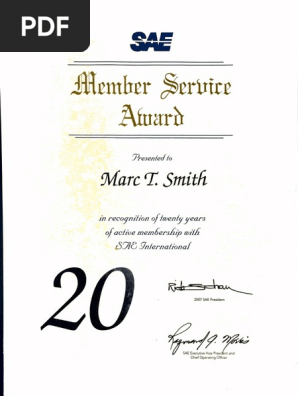 Marc T Smith - SAE 20 year certificate from 2007 (2)